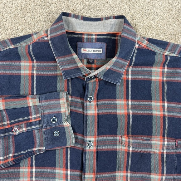 32 Bar Blues Other - 32 Bar Blues Plaid Twill Flannel Button Shirt XXL Blue Red Long Sleeve Casual